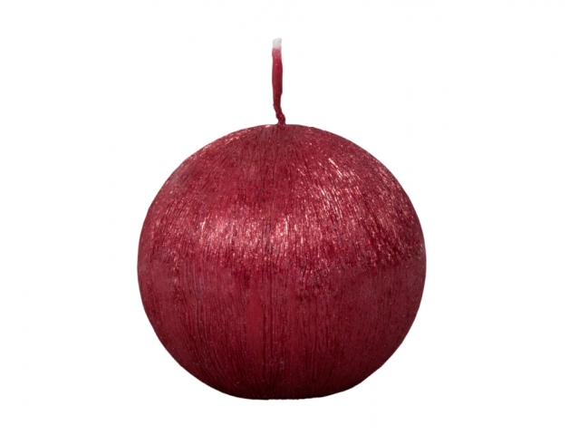 Svíčka PEGAS Koule d6cm, škrábaná, červená, stříbrná
